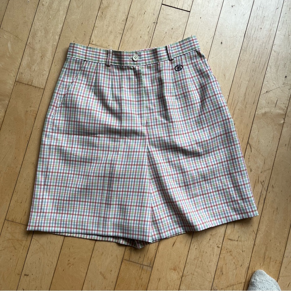 Rare Paulo Gucci Plaid Pleated High Waist Shorts